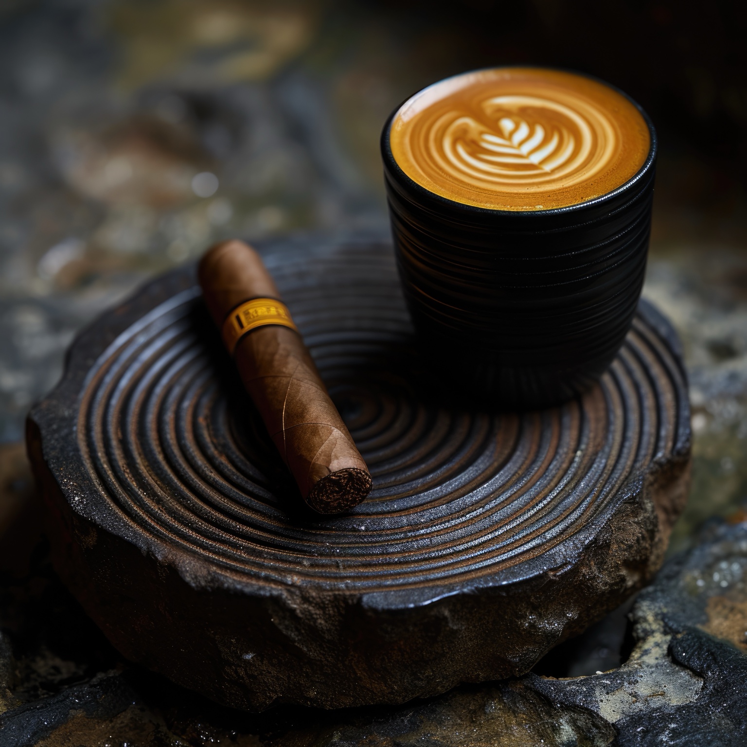 Coffee bean over ground coffee